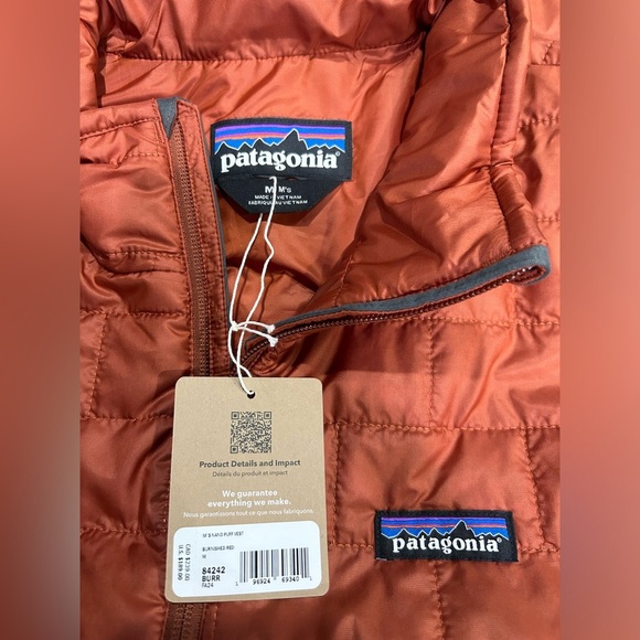 Patagonia Men's Medium Nano Puff Insulated Vest Burnished Red NWT Puffer - Picture 4 of 7